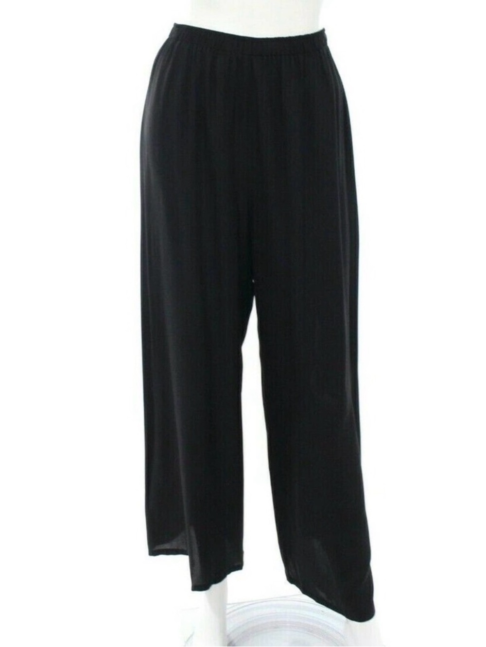 Harari 100% Silk Pants Loose Wide Leg Lagenlook Artsy in Black, Size Large